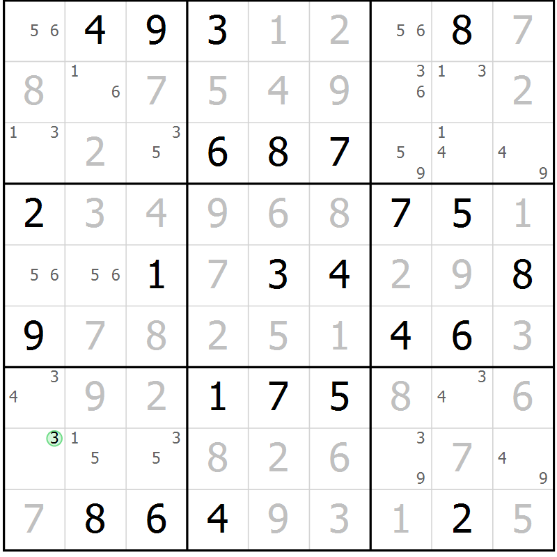 Position des candidats pour la solution de la Gr 45 page 48 du magazine de sudoku Maestro n° 102