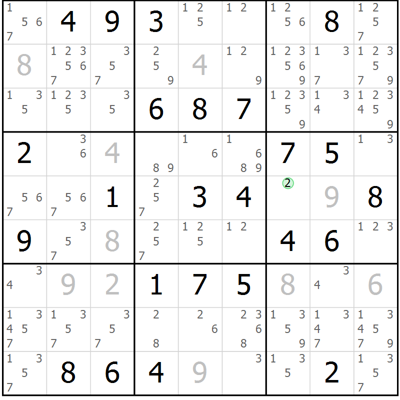 Position des candidats pour la solution de la Gr 45 page 48 du magazine de sudoku Maestro n° 102