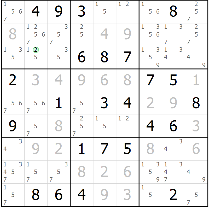 Position des candidats pour la solution de la Gr 45 page 48 du magazine de sudoku Maestro n° 102