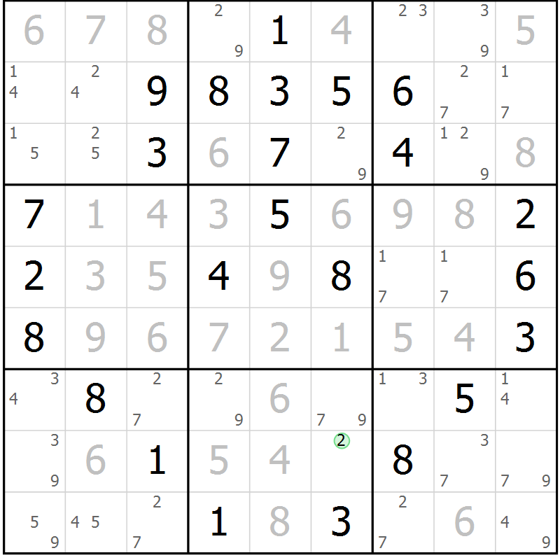 Position des candidats pour la solution de la Gr 46 page 49 du magazine de sudoku Maestro n° 102