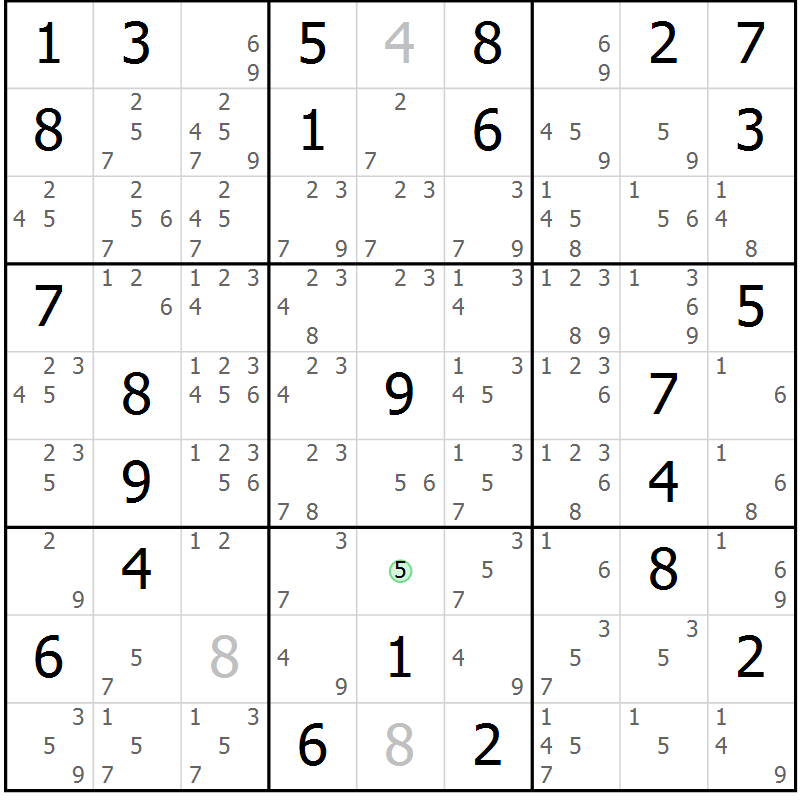 Position des candidats pour la solution de la Gr 47 page 50 du magazine de sudoku Maestro n° 102