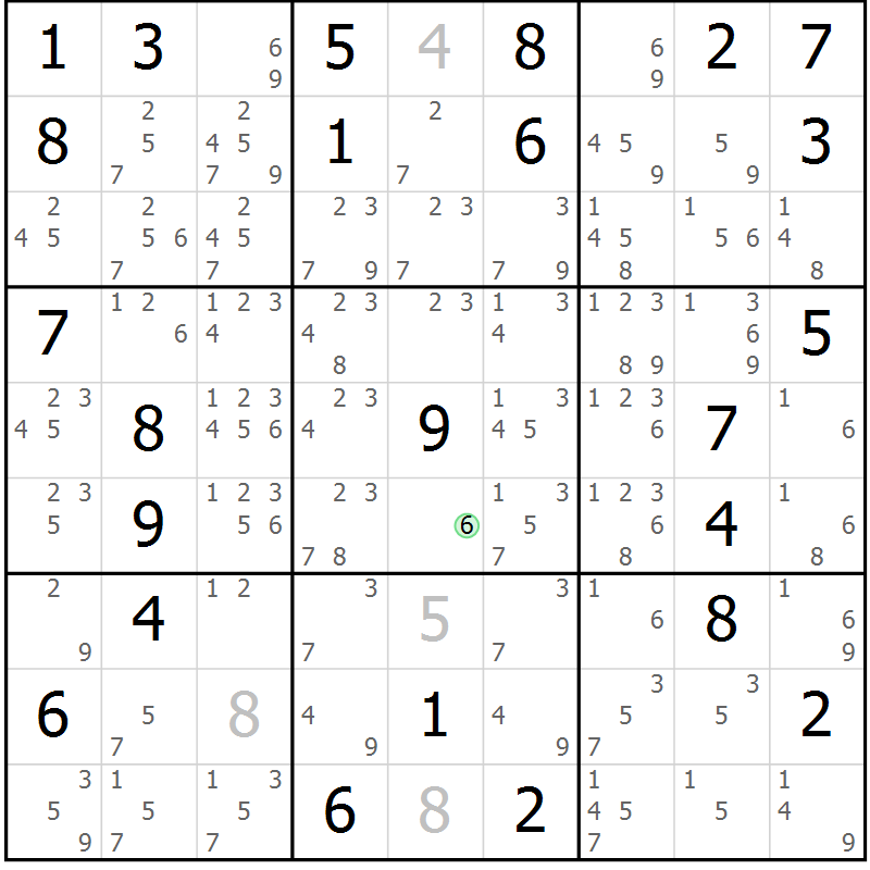 Position des candidats pour la solution de la Gr 47 page 50 du magazine de sudoku Maestro n° 102