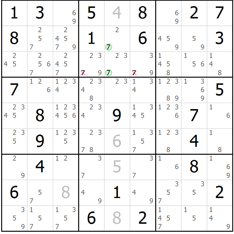 Position des candidats pour la solution de la Gr 47 page 50 du magazine de sudoku Maestro n° 102