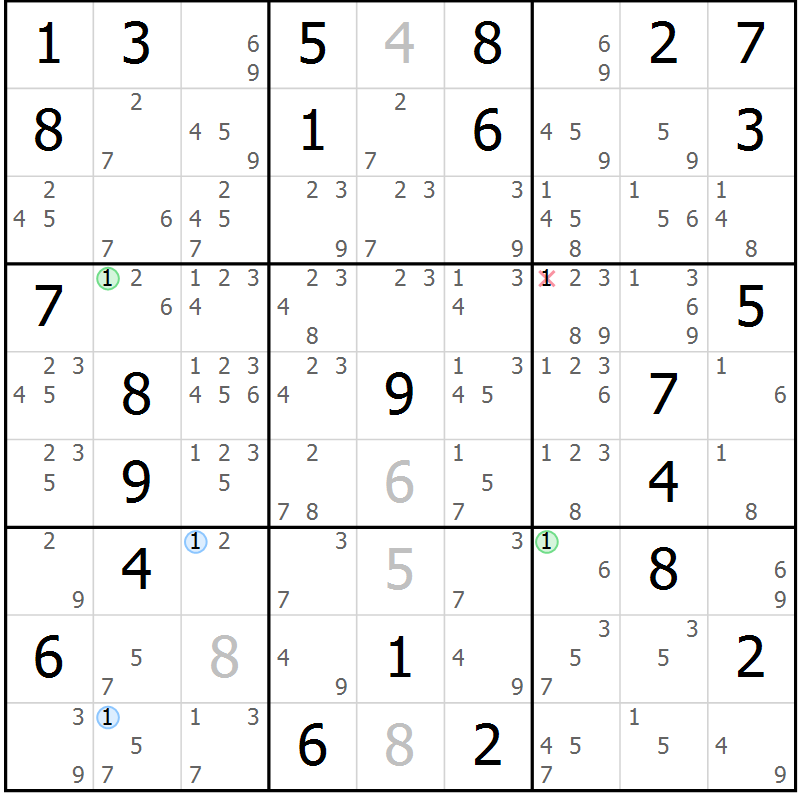 Position des candidats pour la solution de la Gr 47 page 50 du magazine de sudoku Maestro n° 102