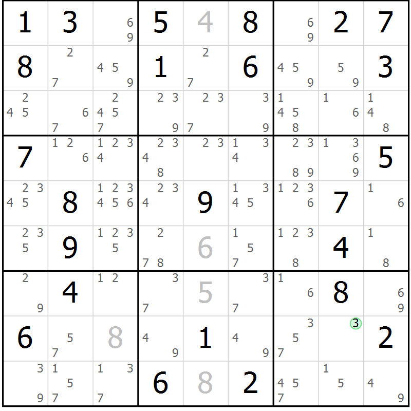 Position des candidats pour la solution de la Gr 47 page 50 du magazine de sudoku Maestro n° 102