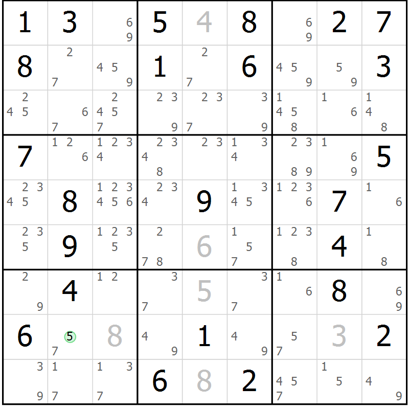 Position des candidats pour la solution de la Gr 47 page 50 du magazine de sudoku Maestro n° 102