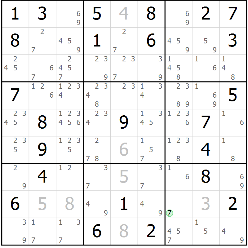 Position des candidats pour la solution de la Gr 47 page 50 du magazine de sudoku Maestro n° 102