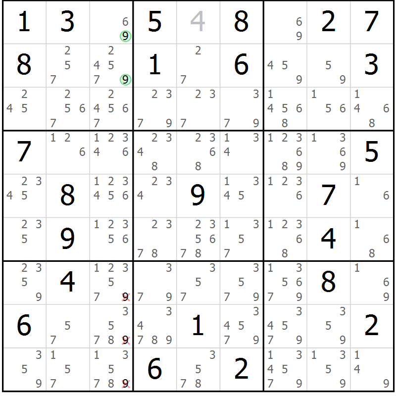 Position des candidats pour la solution de la Gr 47 page 50 du magazine de sudoku Maestro n° 102