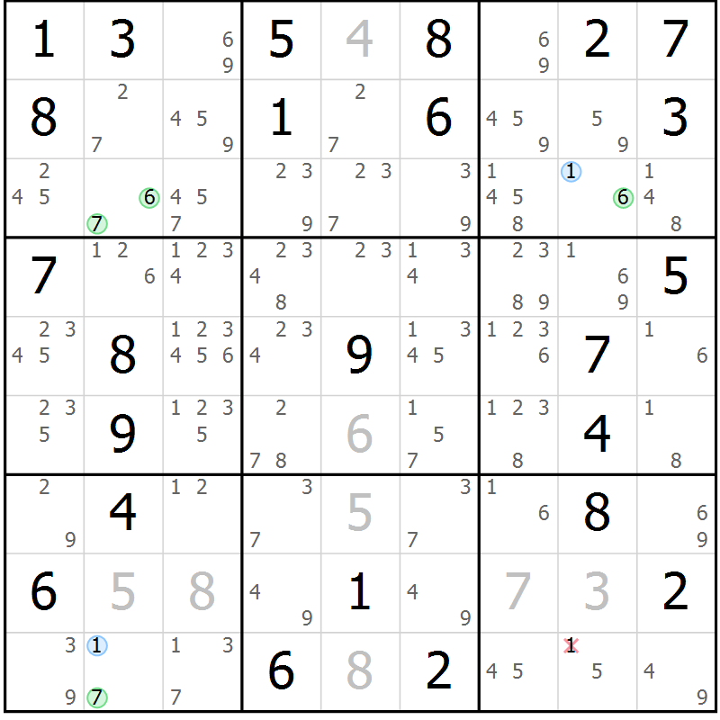 Position des candidats pour la solution de la Gr 47 page 50 du magazine de sudoku Maestro n° 102