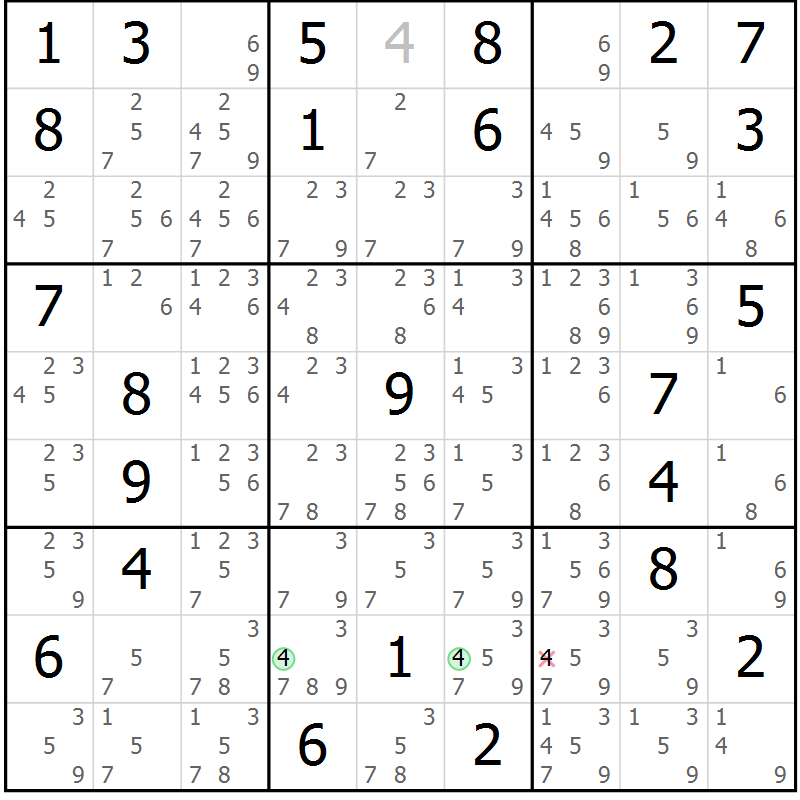 Position des candidats pour la solution de la Gr 47 page 50 du magazine de sudoku Maestro n° 102