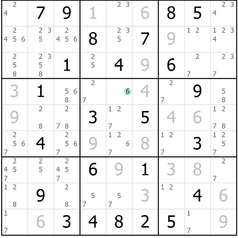 Position des candidats pour la solution de la Gr 50 page 53 du magazine de sudoku Maestro n° 102