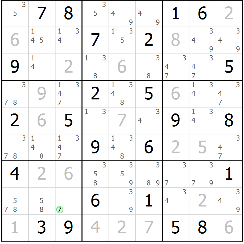 Position des candidats pour la solution de la Gr 52 page 55 du magazine de sudoku Maestro n° 102