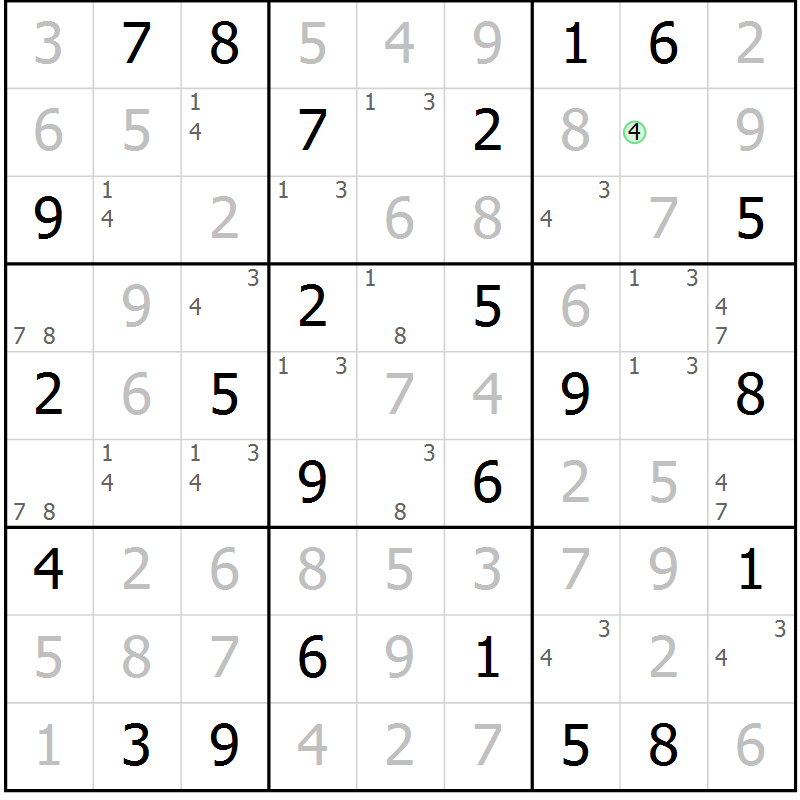 Position des candidats pour la solution de la Gr 52 page 55 du magazine de sudoku Maestro n° 102