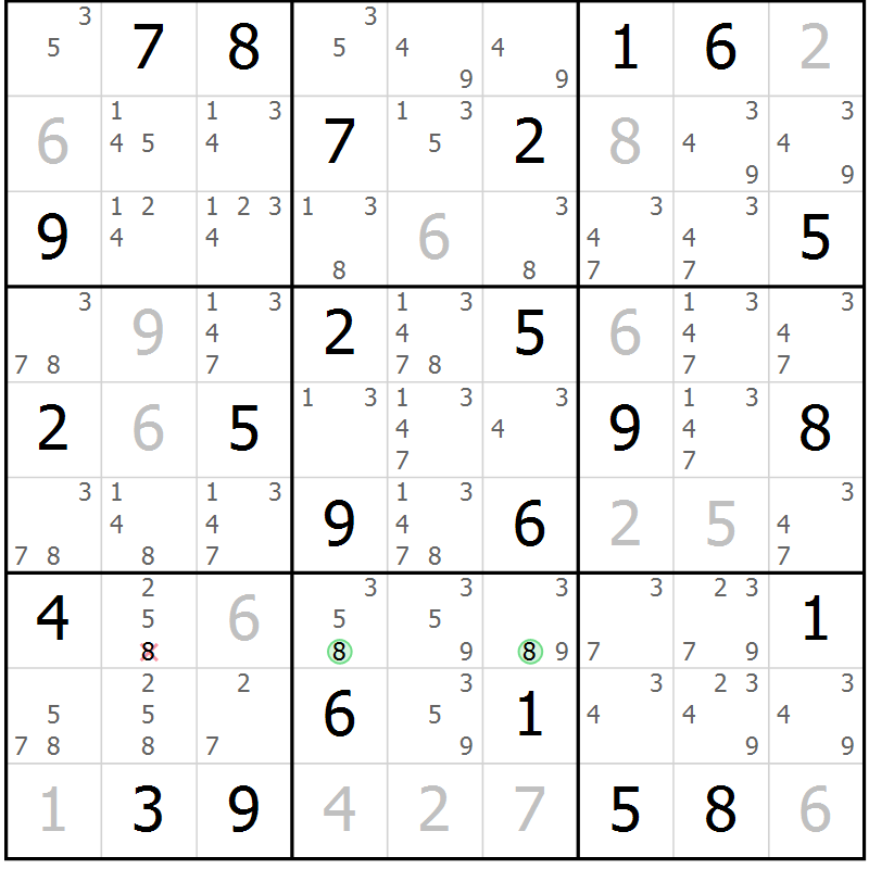 Position des candidats pour la solution de la Gr 52 page 55 du magazine de sudoku Maestro n° 102