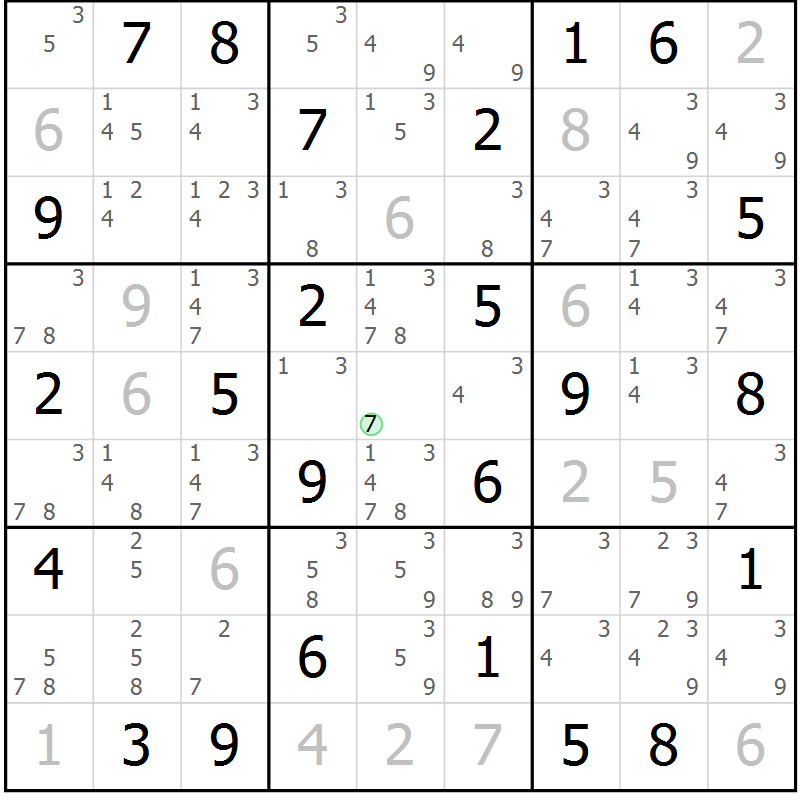 Position des candidats pour la solution de la Gr 52 page 55 du magazine de sudoku Maestro n° 102