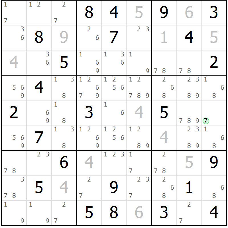 Position des candidats pour la solution de la Gr 53 page 56 du magazine de sudoku Maestro n° 102