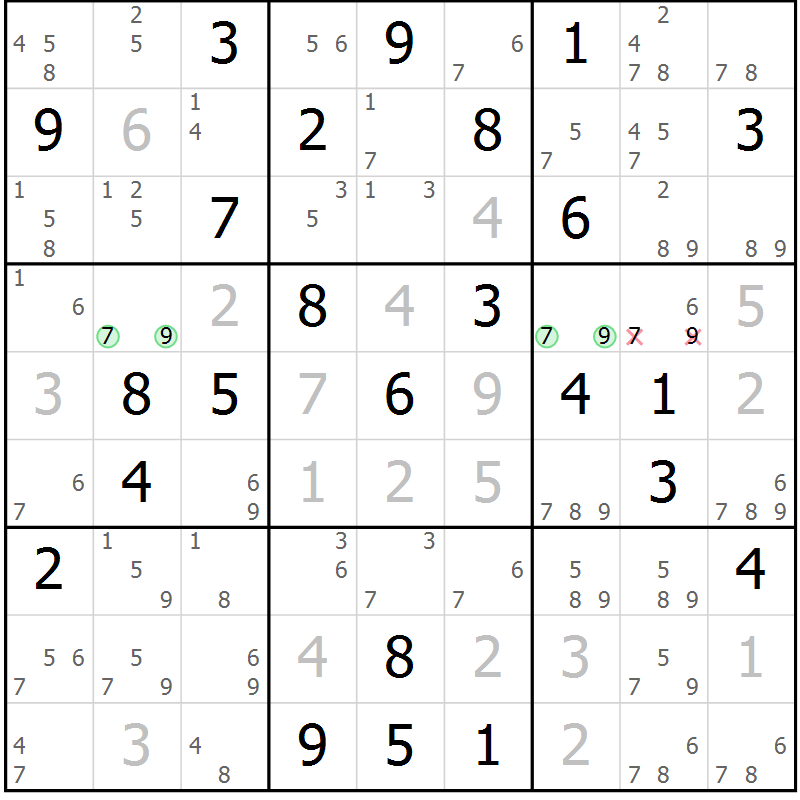 Position des candidats pour la solution de la Gr 54 page 57 du magazine de sudoku Maestro n° 102