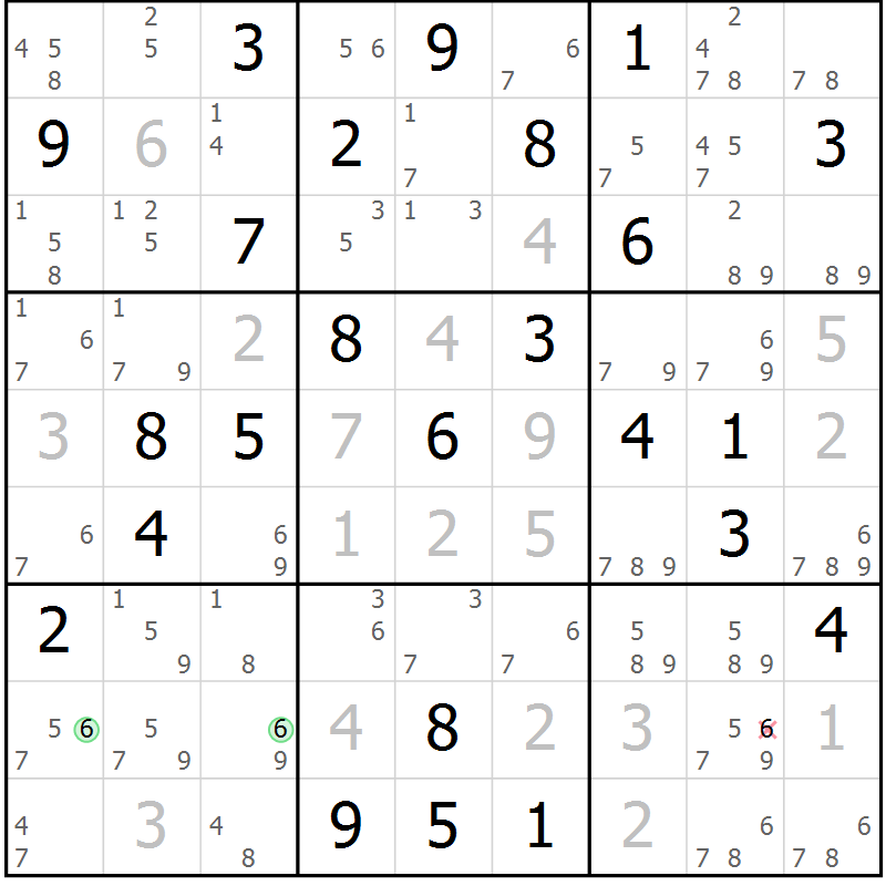 Position des candidats pour la solution de la Gr 54 page 57 du magazine de sudoku Maestro n° 102