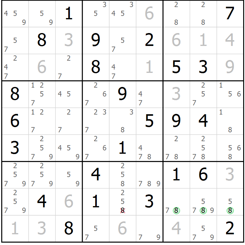 Position des candidats pour la solution de la Gr 55 page 58 du magazine de sudoku Maestro n° 102