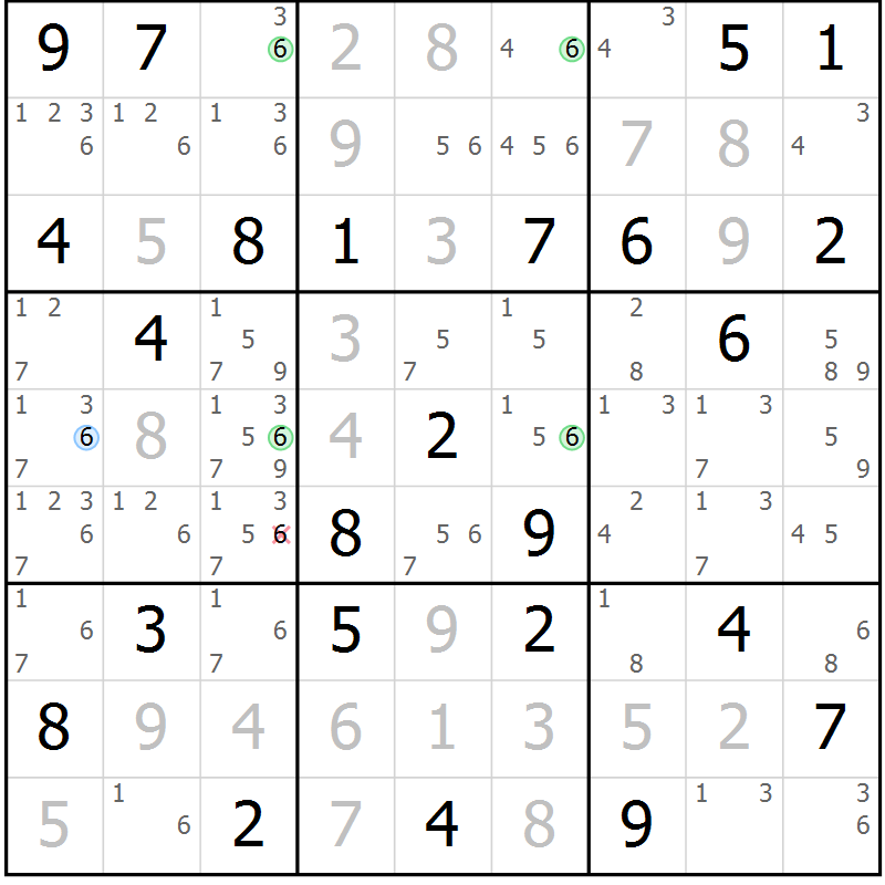 Position des candidats pour la solution de la Gr 56 page 59 du magazine de sudoku Maestro n° 102