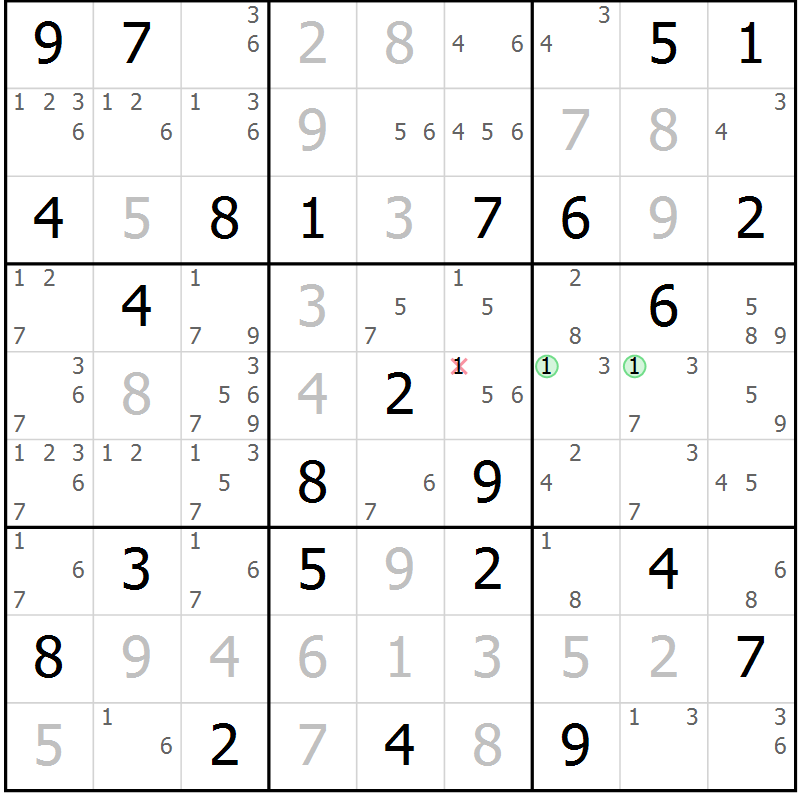 Position des candidats pour la solution de la Gr 56 page 59 du magazine de sudoku Maestro n° 102
