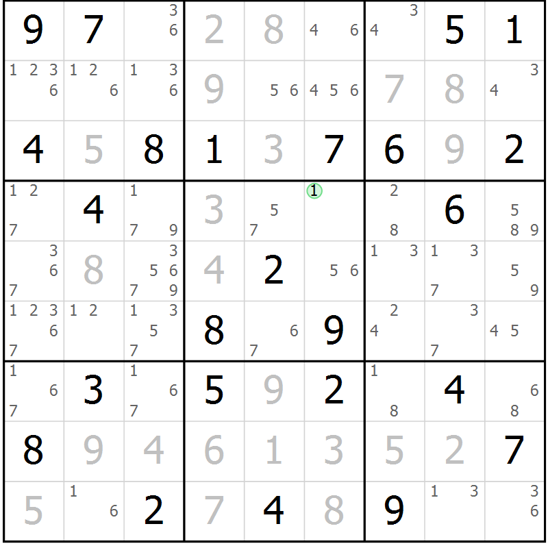 Position des candidats pour la solution de la Gr 56 page 59 du magazine de sudoku Maestro n° 102