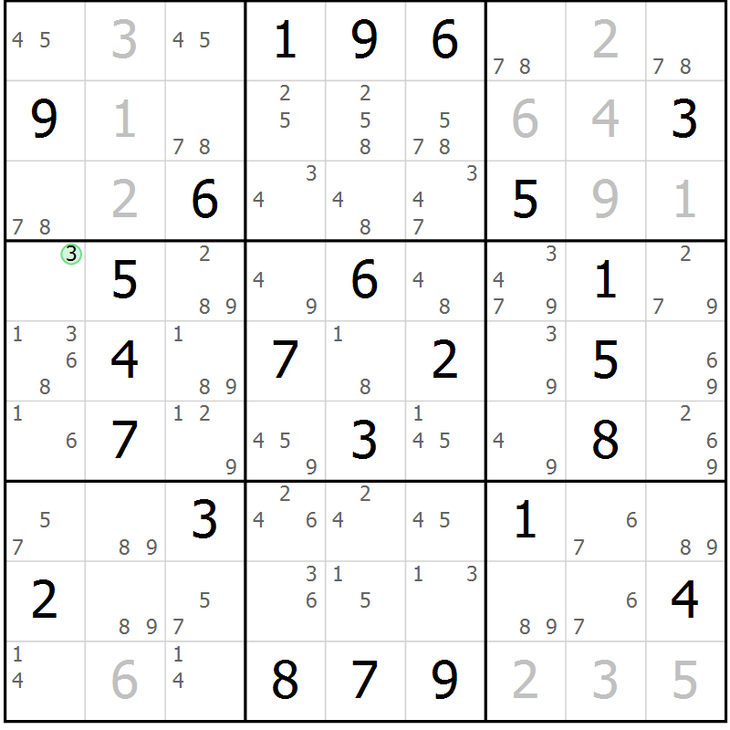 Position des candidats pour la solution de la Gr 59 page 62 du magazine de sudoku Maestro n° 102