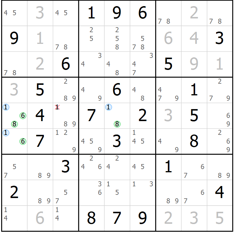 Position des candidats pour la solution de la Gr 59 page 62 du magazine de sudoku Maestro n° 102