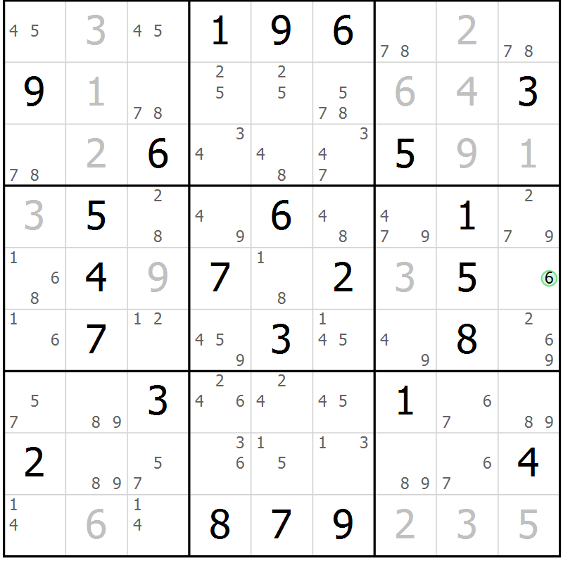 Position des candidats pour la solution de la Gr 59 page 62 du magazine de sudoku Maestro n° 102