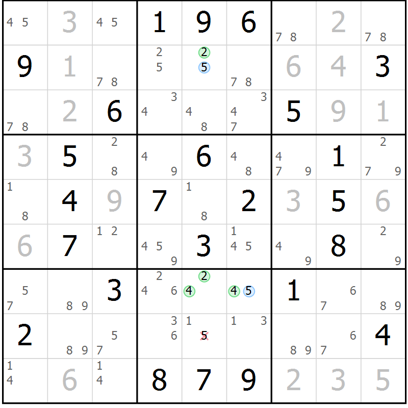 Position des candidats pour la solution de la Gr 59 page 62 du magazine de sudoku Maestro n° 102