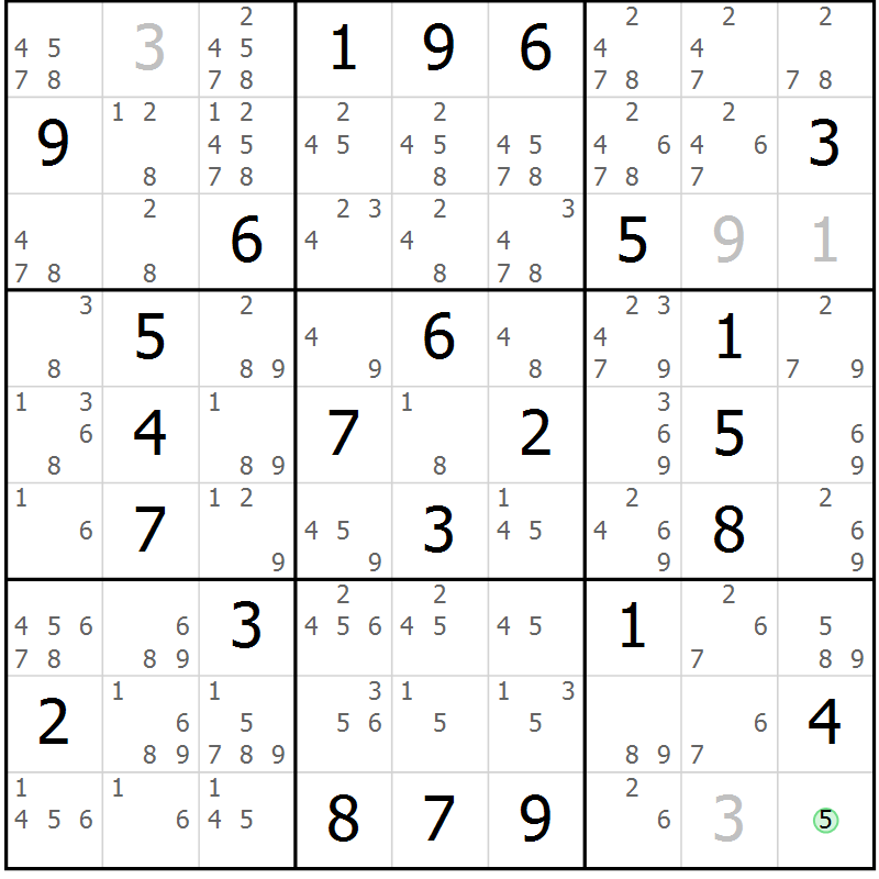 Position des candidats pour la solution de la Gr 59 page 62 du magazine de sudoku Maestro n° 102