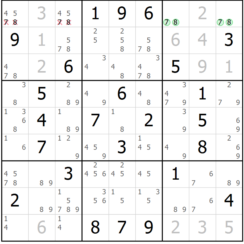 Position des candidats pour la solution de la Gr 59 page 62 du magazine de sudoku Maestro n° 102