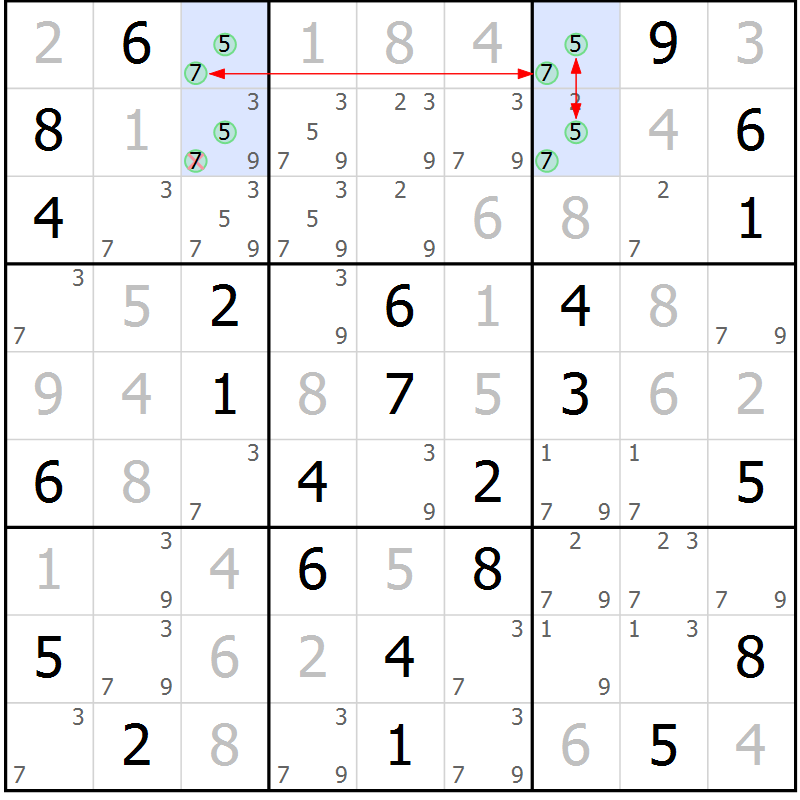 Position des candidats pour la solution de la Gr 60 page 63 du magazine de sudoku Maestro n° 102