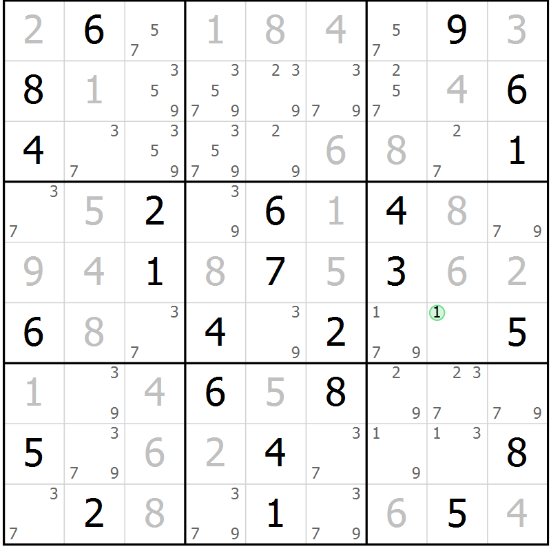 Position des candidats pour la solution de la Gr 60 page 63 du magazine de sudoku Maestro n° 102
