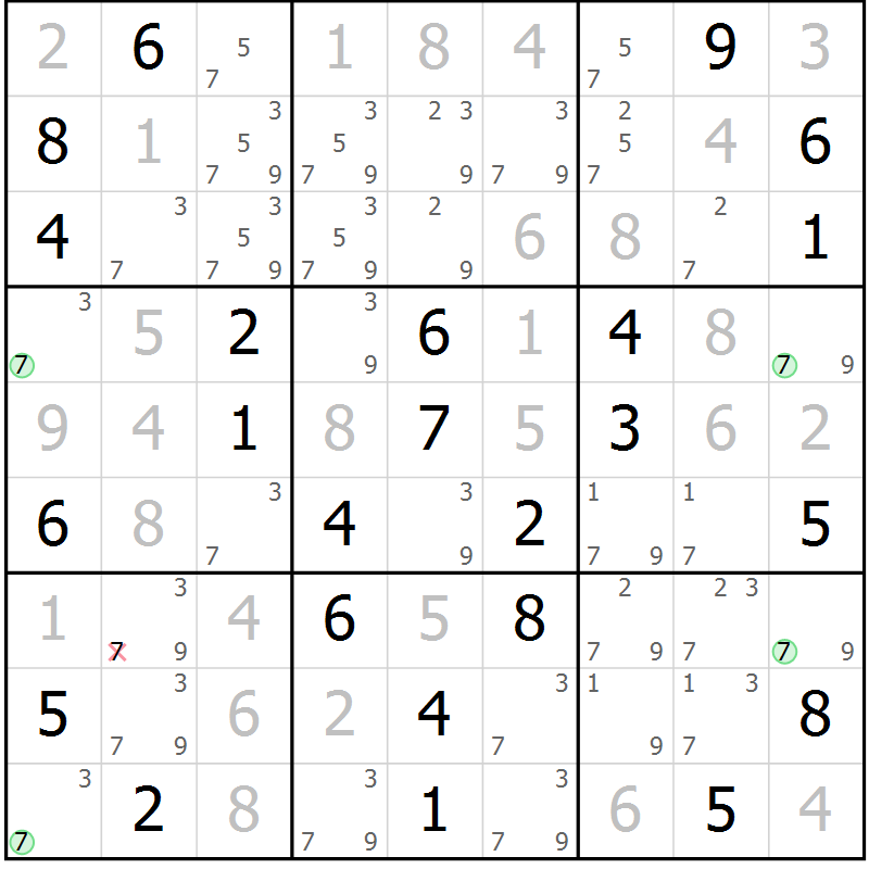 Position des candidats pour la solution de la Gr 60 page 63 du magazine de sudoku Maestro n° 102