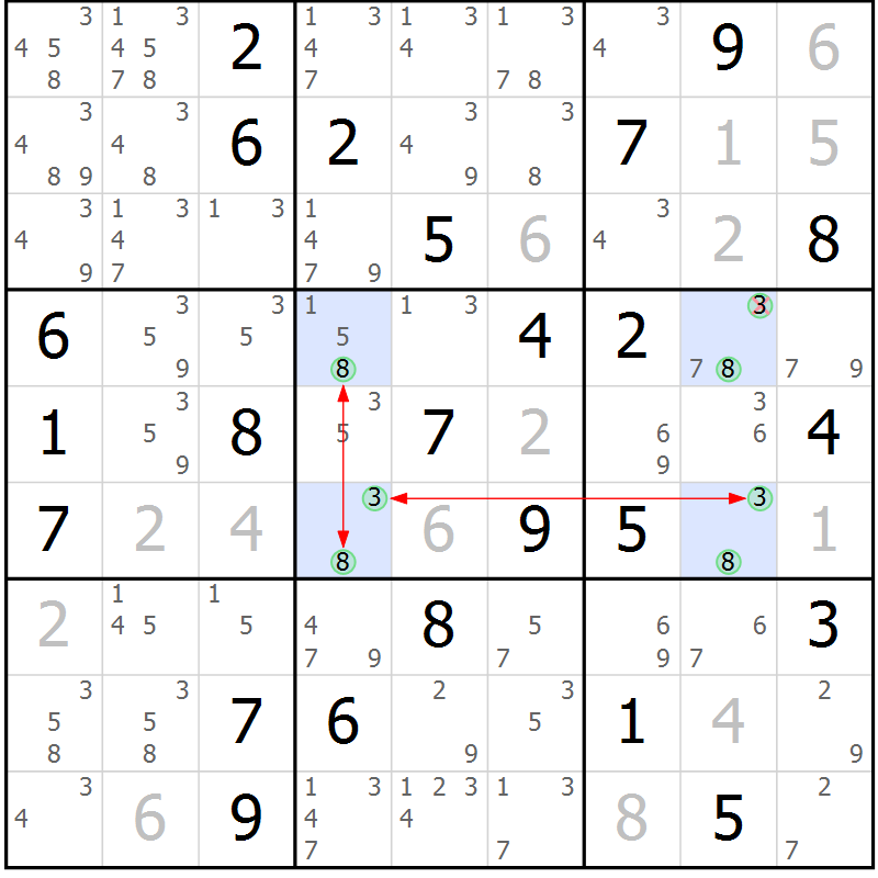 Position des candidats pour la solution de la Gr 62 page 65 du magazine de sudoku Maestro n° 102