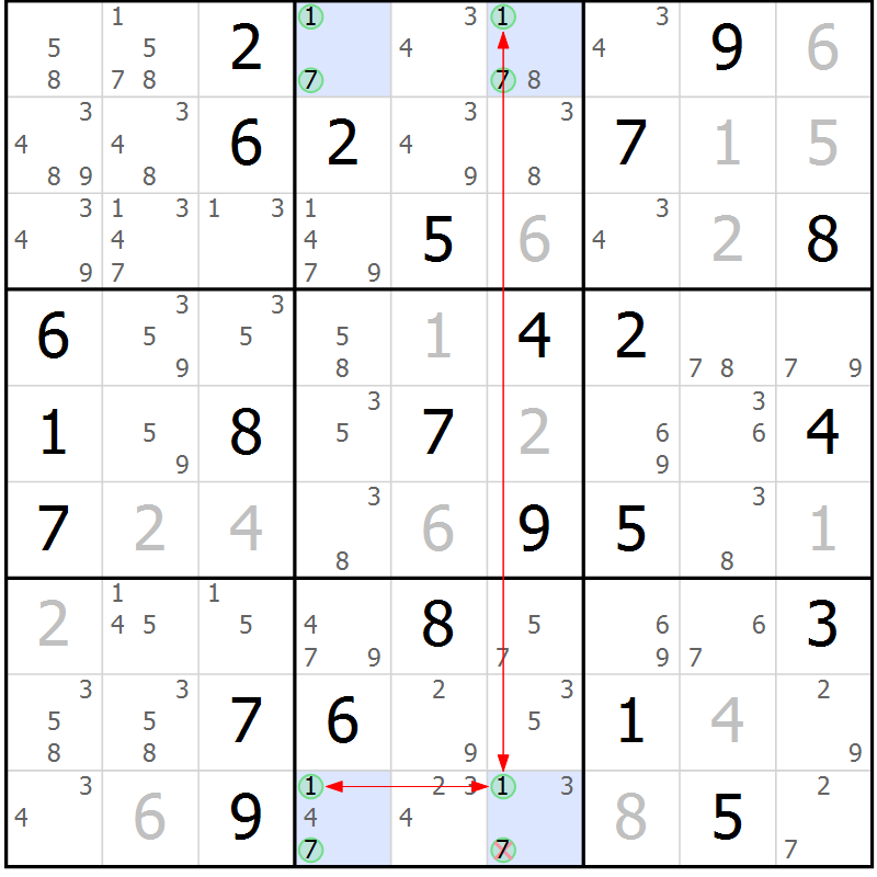 Position des candidats pour la solution de la Gr 62 page 65 du magazine de sudoku Maestro n° 102