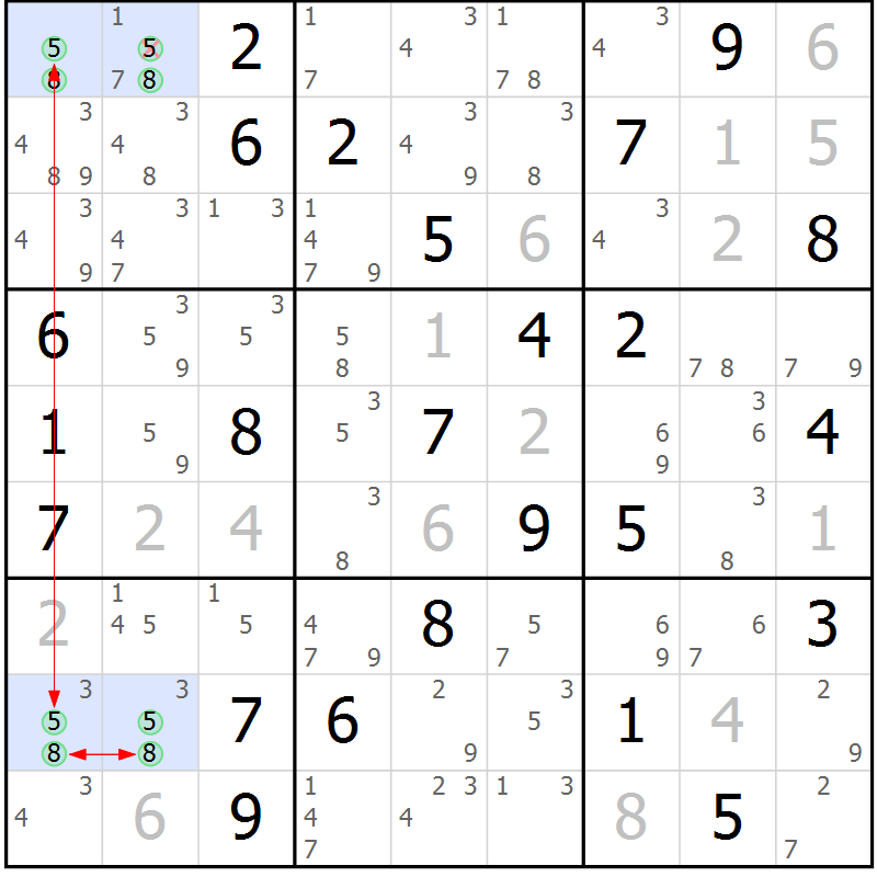 Position des candidats pour la solution de la Gr 62 page 65 du magazine de sudoku Maestro n° 102
