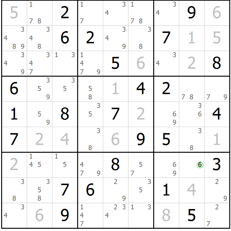 Position des candidats pour la solution de la Gr 62 page 65 du magazine de sudoku Maestro n° 102