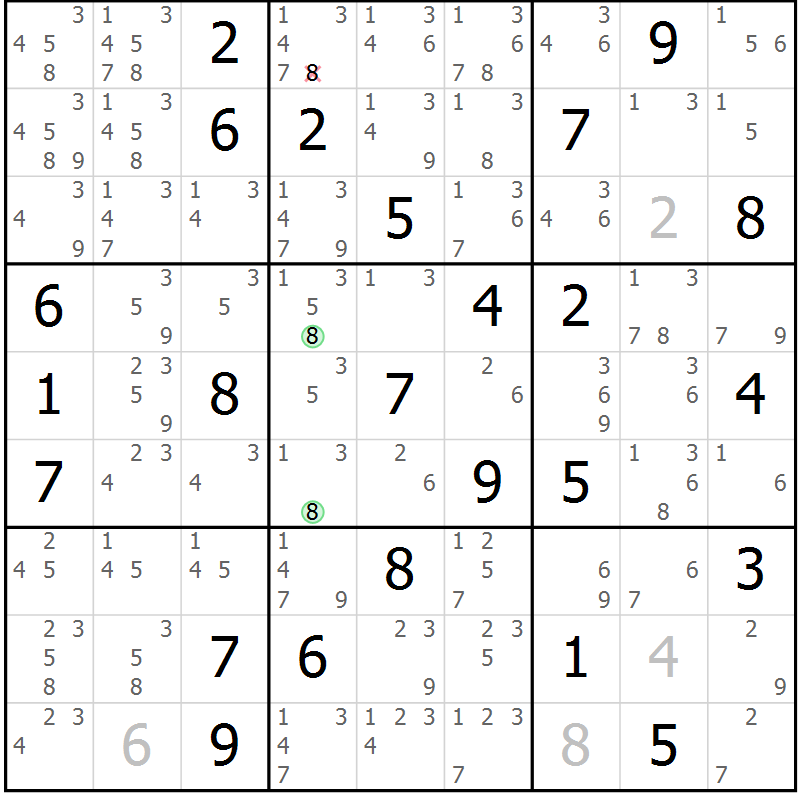 Position des candidats pour la solution de la Gr 62 page 65 du magazine de sudoku Maestro n° 102