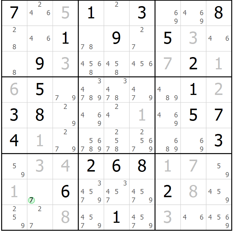 Position des candidats pour la solution de la Gr 63 page 66 du magazine de sudoku Maestro n° 102