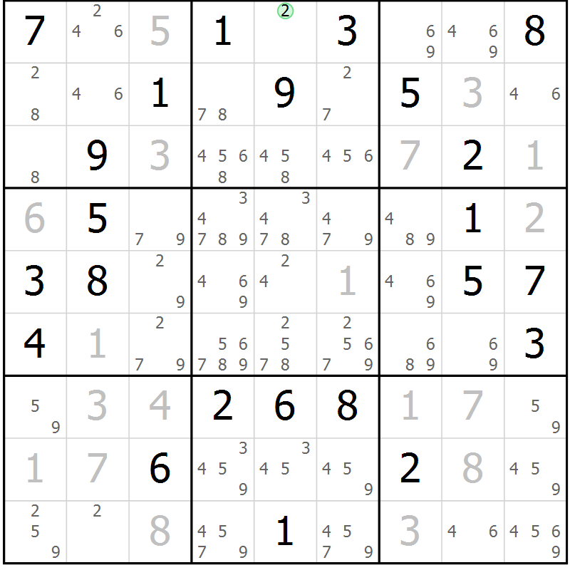Position des candidats pour la solution de la Gr 63 page 66 du magazine de sudoku Maestro n° 102