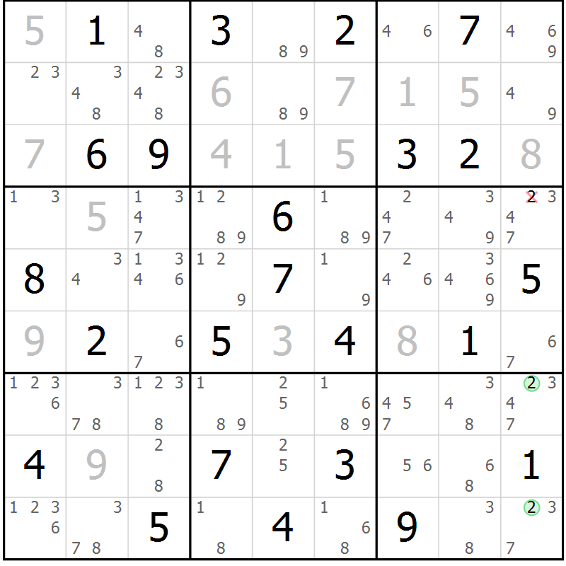 Position des candidats pour la solution de la Gr 65 page 68 du magazine de sudoku Maestro n° 102