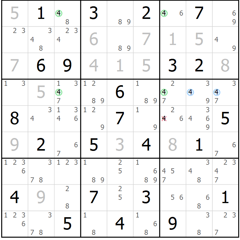 Position des candidats pour la solution de la Gr 65 page 68 du magazine de sudoku Maestro n° 102