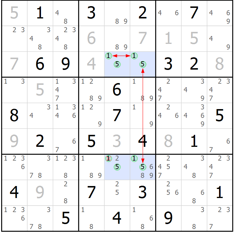 Position des candidats pour la solution de la Gr 65 page 68 du magazine de sudoku Maestro n° 102