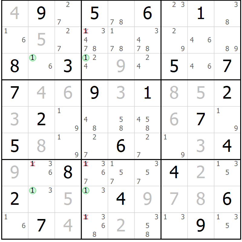 Position des candidats pour la solution de la Gr 66 page 69 du magazine de sudoku Maestro n° 102