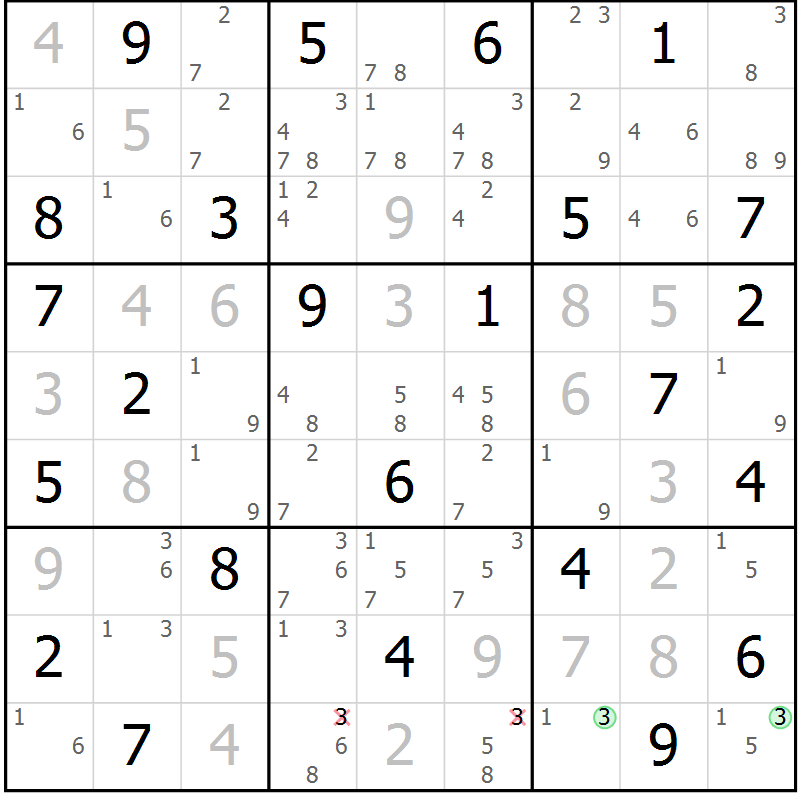 Position des candidats pour la solution de la Gr 66 page 69 du magazine de sudoku Maestro n° 102
