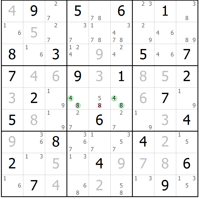 Position des candidats pour la solution de la Gr 66 page 69 du magazine de sudoku Maestro n° 102