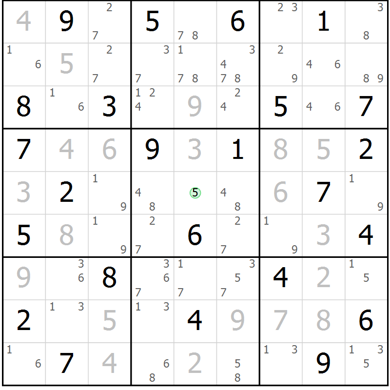 Position des candidats pour la solution de la Gr 66 page 69 du magazine de sudoku Maestro n° 102