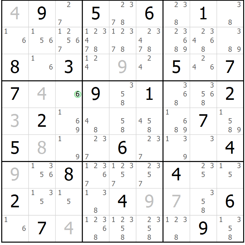 Position des candidats pour la solution de la Gr 66 page 69 du magazine de sudoku Maestro n° 102